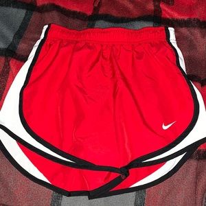 red nike shorts, women’s XS